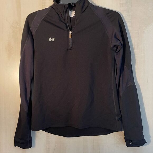 Under Armour black long sleeve top zipper pocket at wrist , size medium‎ - Picture 6 of 13